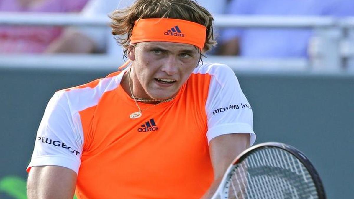Alexander Zverev, 19, of Germany hits a backhand during his 4-6, 6-2, 6-1 victory over top seed Stan Wawrinka on Tuesday in the Round of 16.