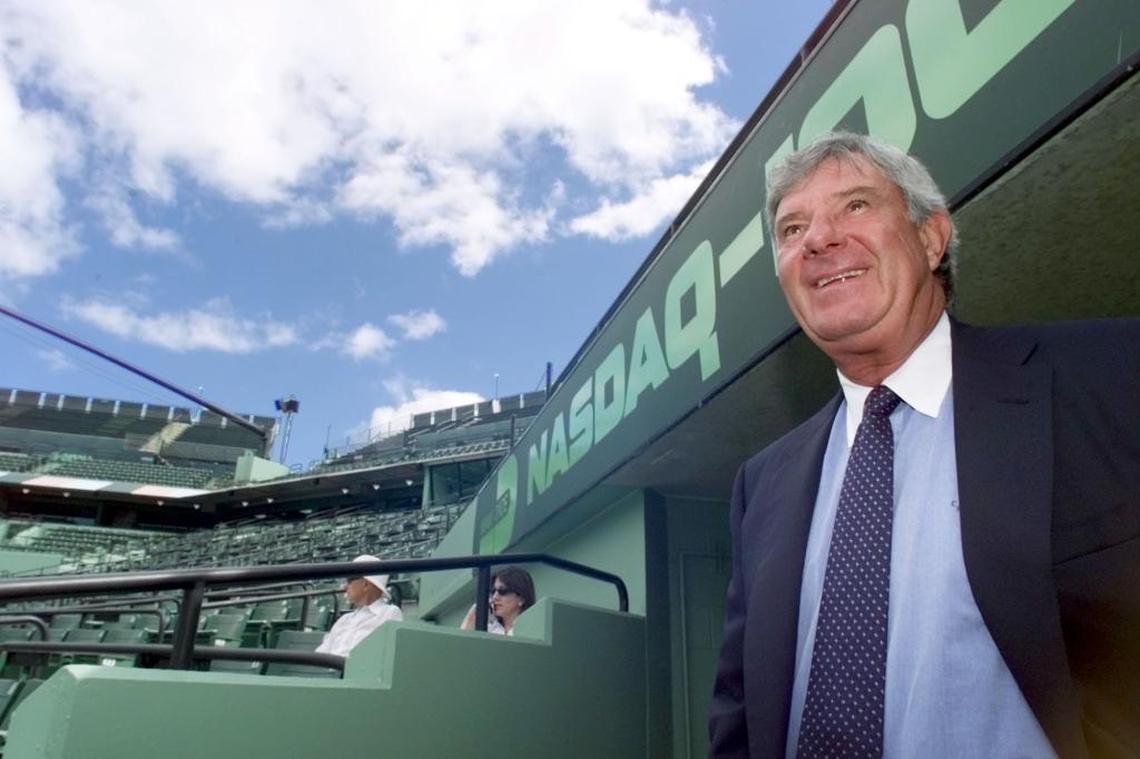 Butch Buchholz stands in the tennis stadium in Key Biscayne in this March 19, 2002 photo. Buchholz was a founding member of the first men's players' association in 1963. He was the commissioner of World Team Tennis in the 1970s, and the ATP executive director and member of the men's pro council in the 1980s. Buchholz was elected to the International Tennis Hall of Fame in Newport, R.I., on Tuesday Jan., 11, 2005.