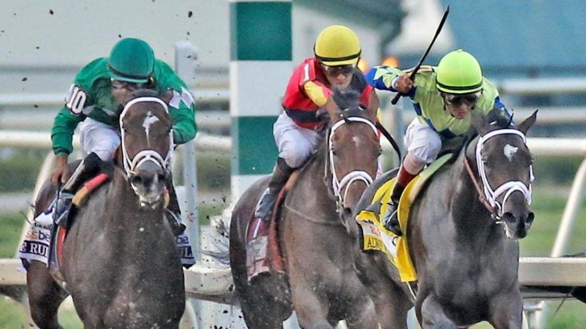 Always Dreaming, shown winning the Florida Derby at Gulfstream Park in April, went on to win the Kentucky Derby.