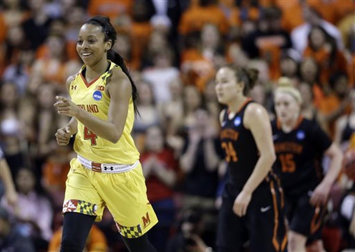 Lexie Brown, left, in her NCAA college basketball days in 2015.