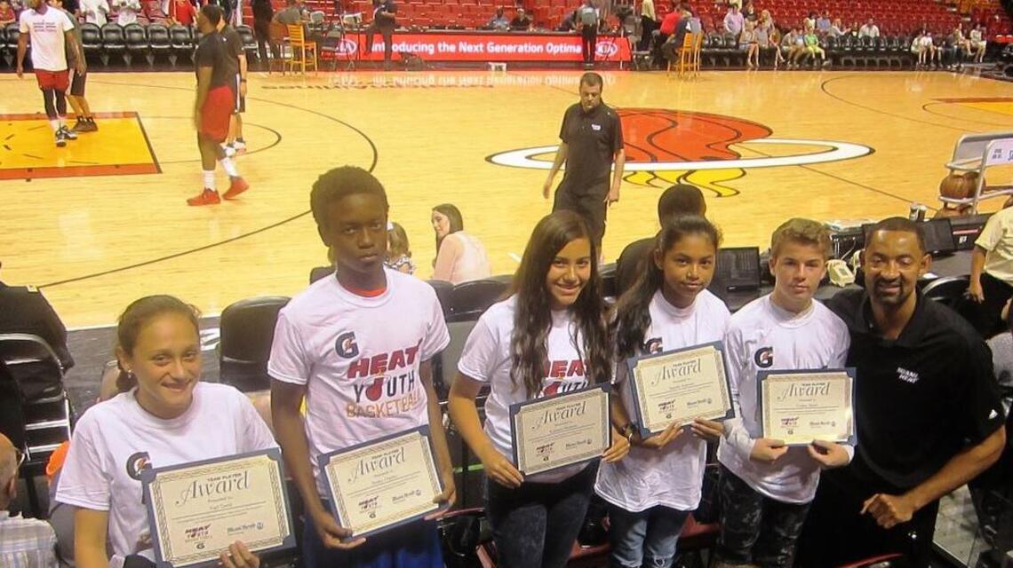 Darley Charles, Daniela Gutierrez, Kyamara Montero, Connor Sazant, Yael Tawil honored at Miami Heat game