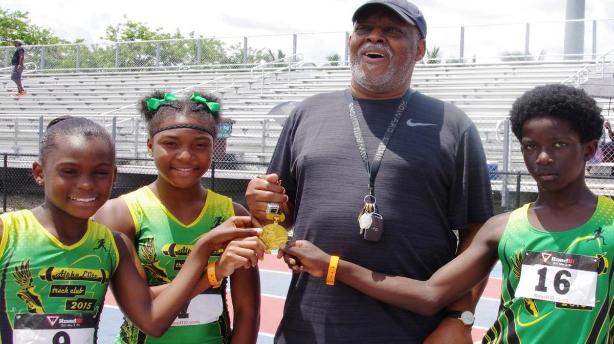 Richard Stebbins with, from left, Christin Facey, Teoana Banton and Shomari Pettigrew.