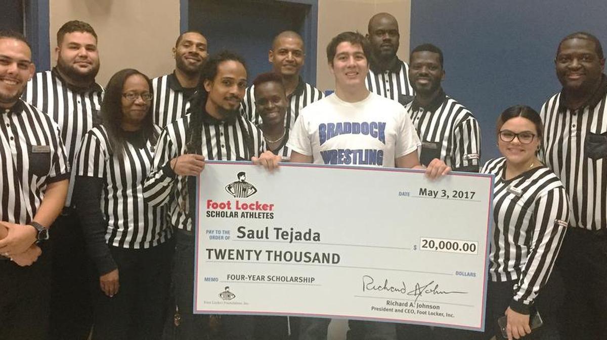 Miami’s Saul Tejada, a senior at G. Holmes Braddock Senior High School, was awarded $20,000 as one of 20 exceptional young student-athletes honored in the Foot Locker Scholar Athletes Program.