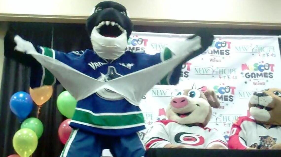 Vancouver Canucks Fin on Wawa Mascot Games for New Hope for Kids