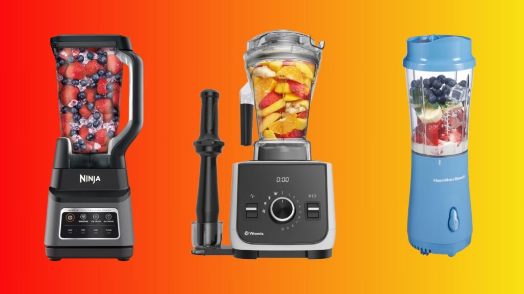 composite photo of blenders