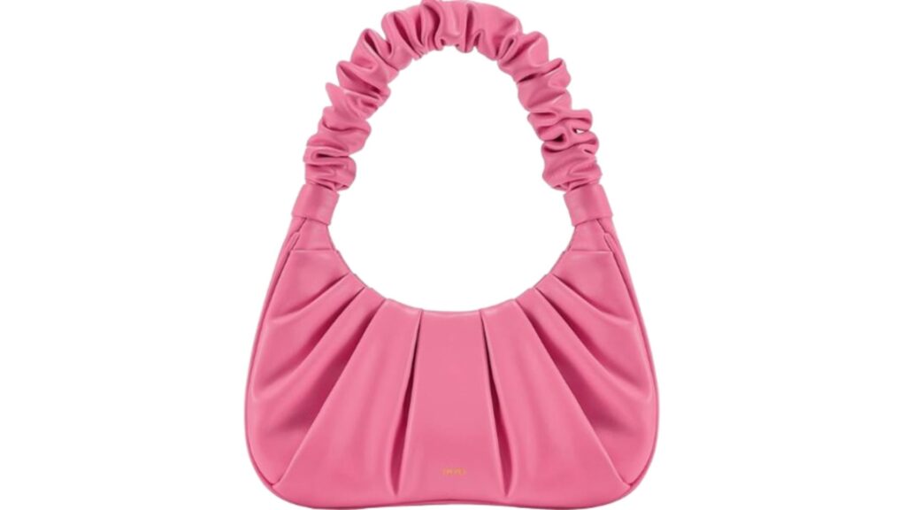 This chic, ruched handbag is great for a Valentine’s Day date night