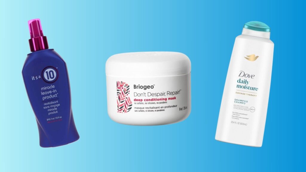 composite photo of moisturizing hair products